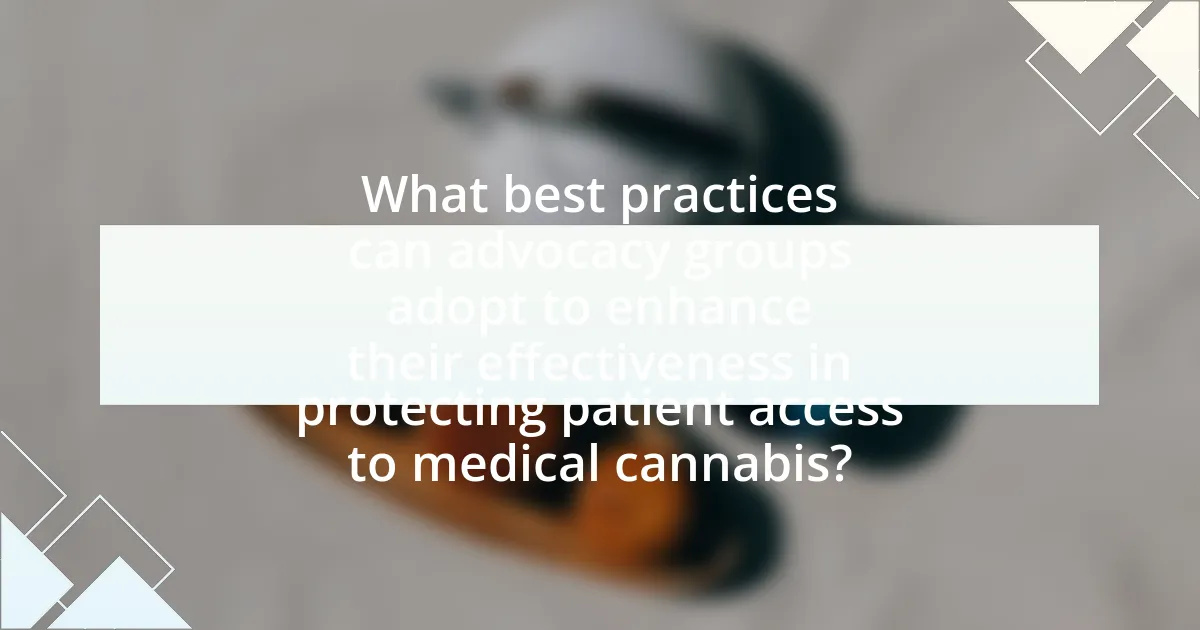 What best practices can advocacy groups adopt to enhance their effectiveness in protecting patient access to medical cannabis?