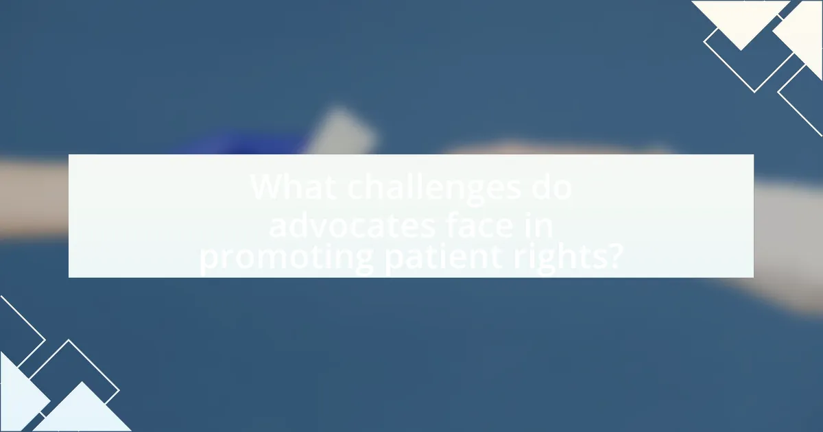 What challenges do advocates face in promoting patient rights?